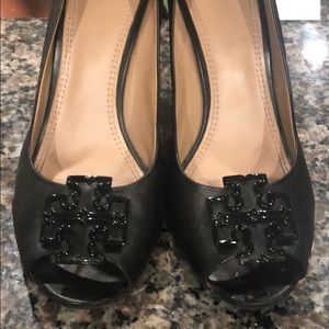 Tory Burch black wedges